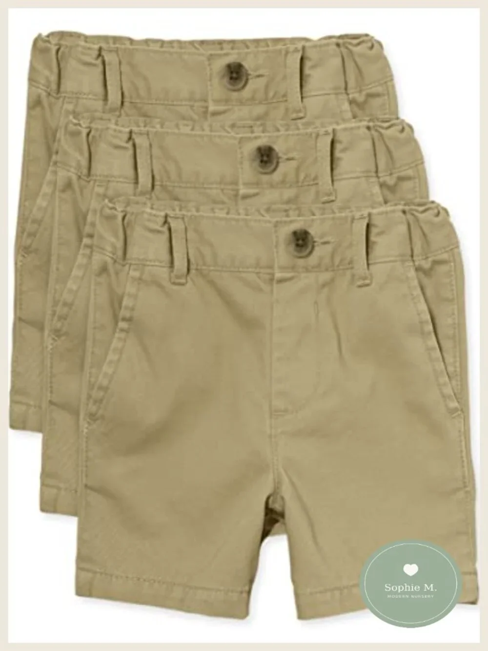 Boys Chino Shorts 3-Pack Cotton Twill Toddler Adjustable Waist